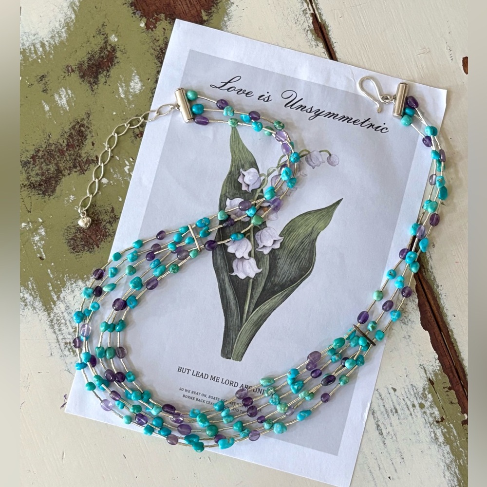 EUC Vintage Amethyst Turquoise Silver Collectible Jay King Necklace